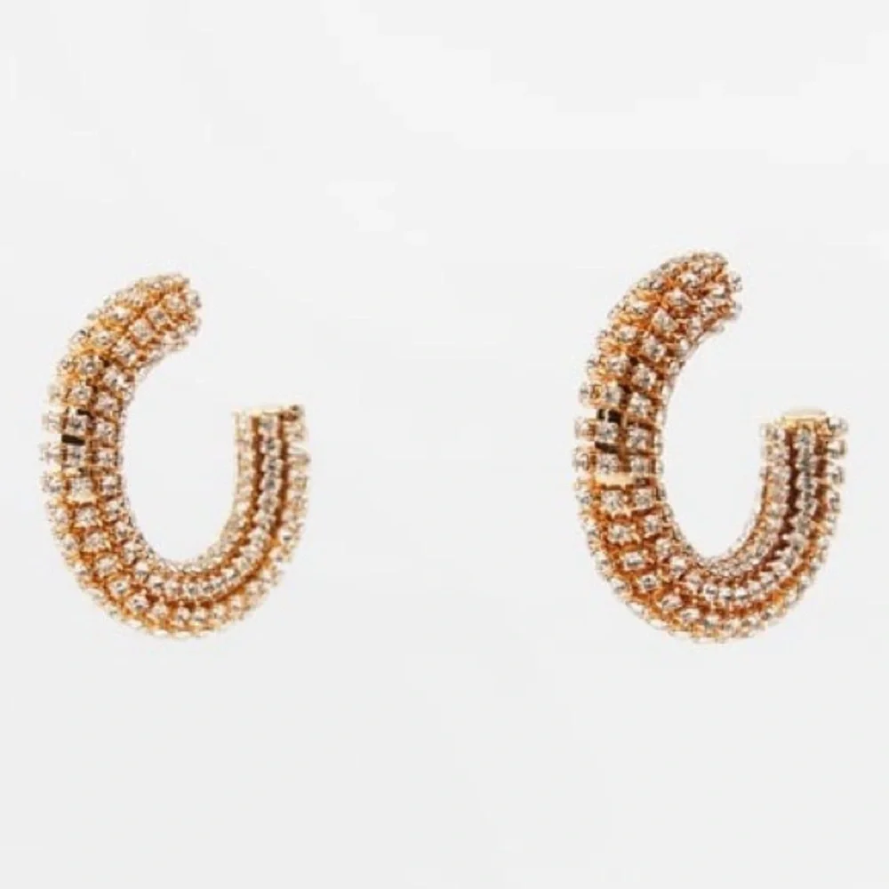 NWT. Zara Jewel Open hoop earrings with jewel appliqués.